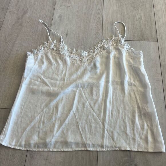 BANANA REPUBLIC IVORY WHITE SNOW DAY LACE-TRIM CAMISOLE SIZE m - Picture 1 of 6